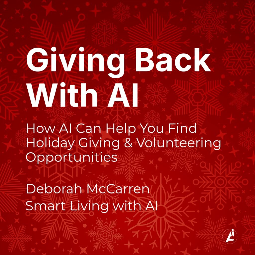 festive red and white cover of free ebook "Giving Back with AI"